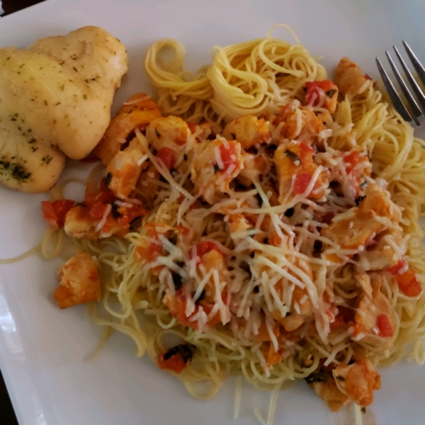 Basil Chicken over Angel Hair