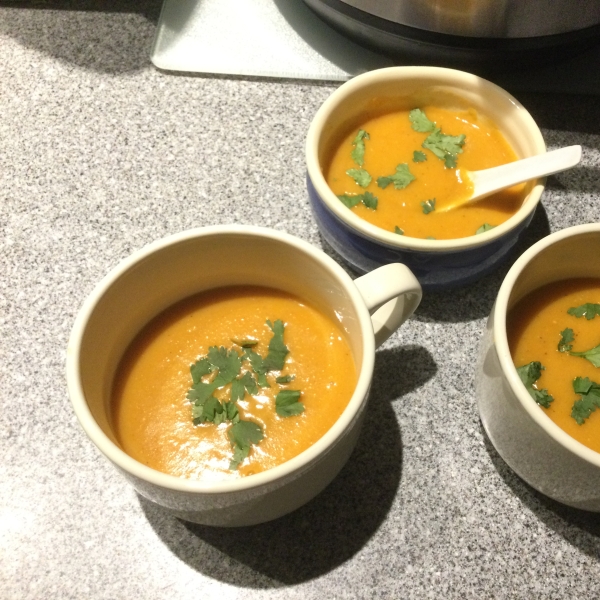 Sweet Potato, Carrot, Apple, and Red Lentil Soup