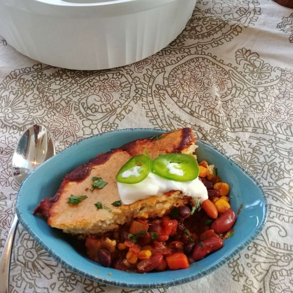 Veggie Chili Cornbread Casserole