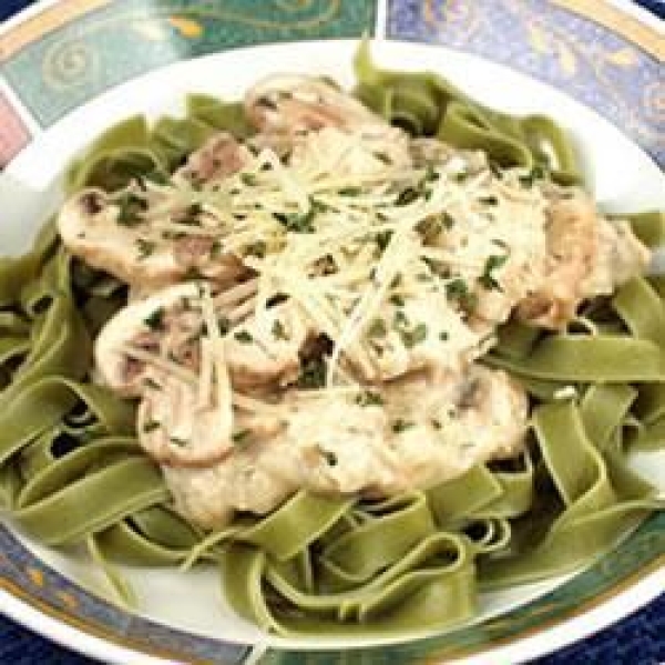 Salmon With Green Fettuccine