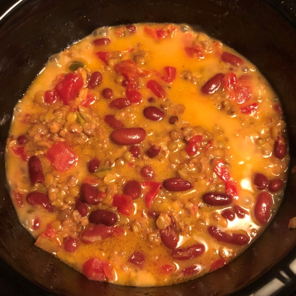 Slow Cooker Lentil Nacho Dip