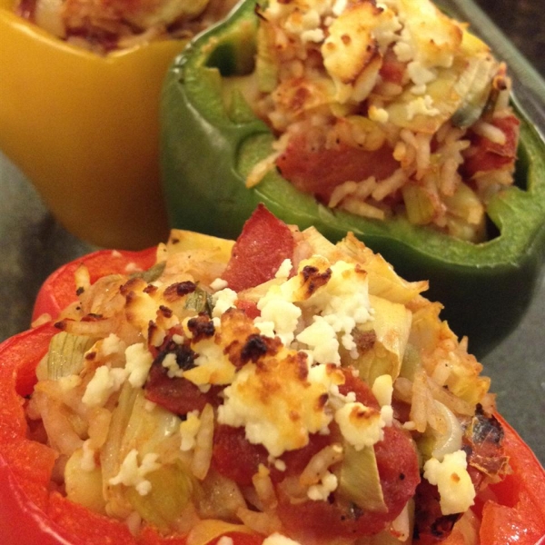 Nick's Feta and Artichoke Stuffed Peppers