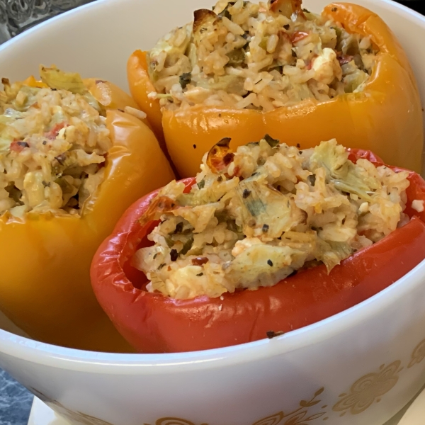 Nick's Feta and Artichoke Stuffed Peppers