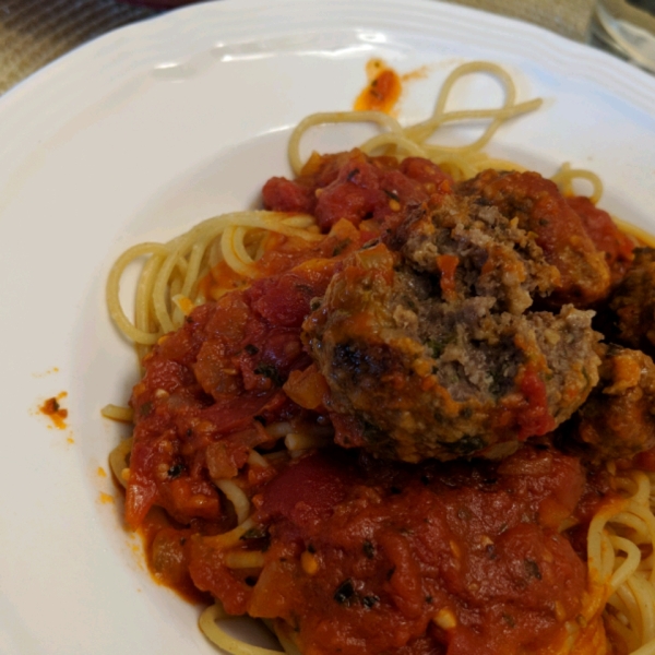 Healthier Italian Spaghetti Sauce with Meatballs