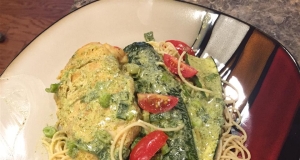 Lime Chicken with Cilantro Cream Sauce and Roasted Zucchini