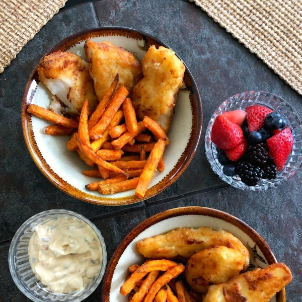 Air Fryer Fish and Sweet Potato Chips