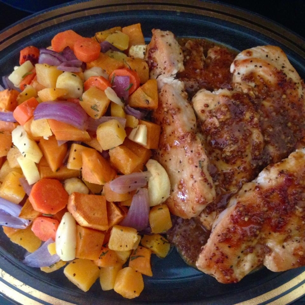 Honey-Mustard Chicken with Roasted Vegetables