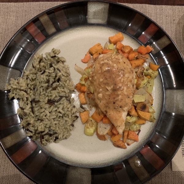 Honey-Mustard Chicken with Roasted Vegetables