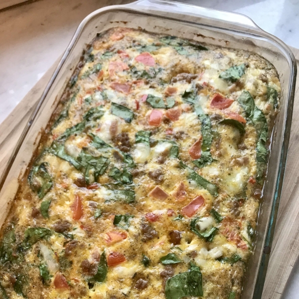Egg Bake with Sausage, Bacon, and Veggies