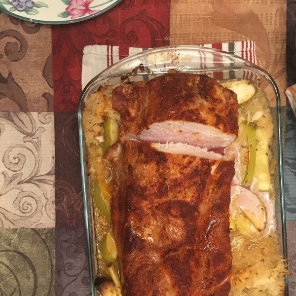 Pork Loin, Apples, and Sauerkraut