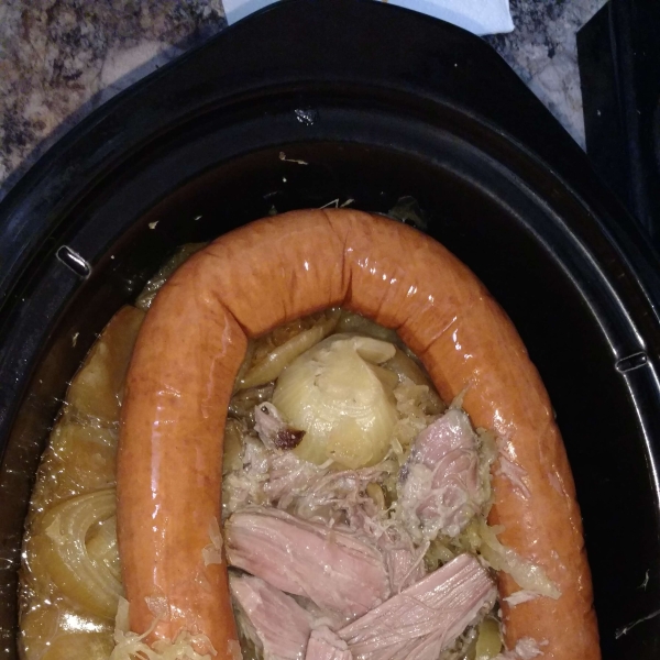 Pork Roast with Apples, Beer, and Sauerkraut