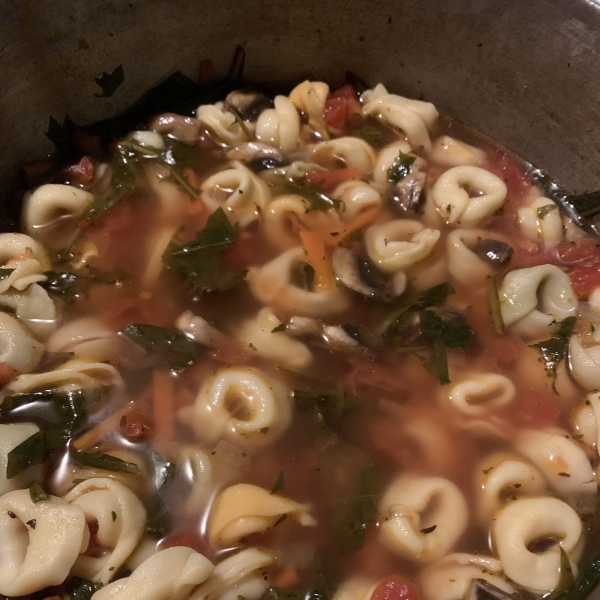 Dandelion Greens and Tortellini Soup