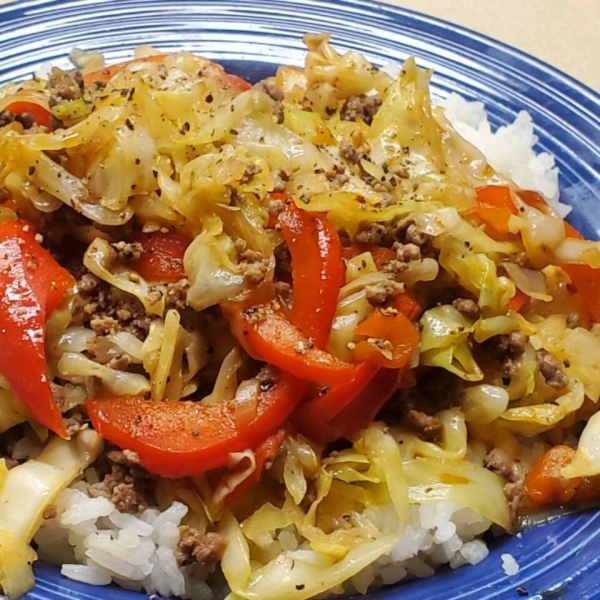 Black Pepper Beef and Cabbage Stir Fry