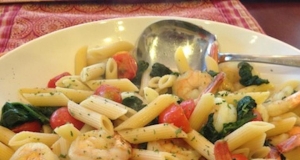 Sauteed Shrimp with Spinach, Tomatoes, and Spaghetti Squash