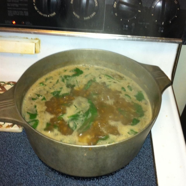 Syrian-Style Lentil and Spinach Soup