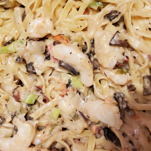 Shrimp and Portobello Mushroom Fettuccine