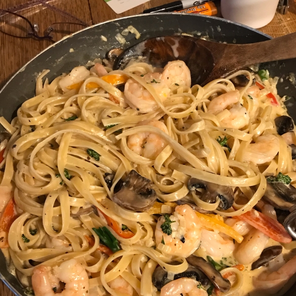 Shrimp and Portobello Mushroom Fettuccine