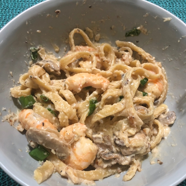 Shrimp and Portobello Mushroom Fettuccine