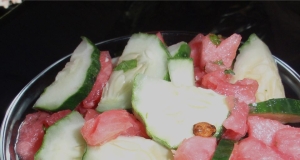 Watermelon-Cucumber Salad with Sushi Vinegar and Lime