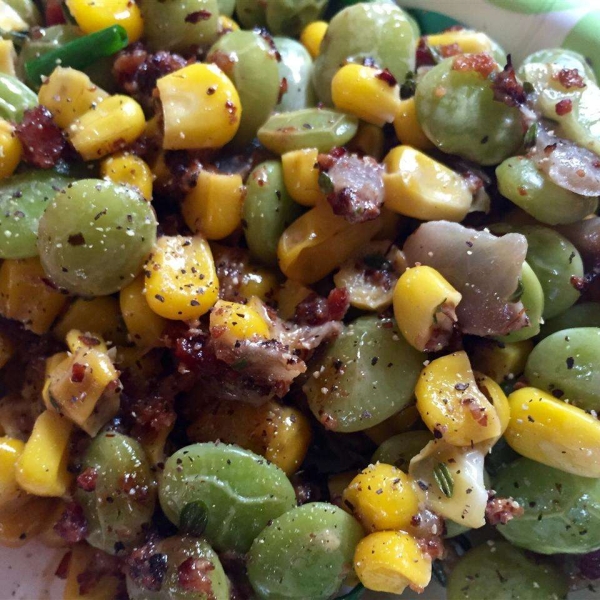 Creamy Succotash with Bacon, Thyme and Chives