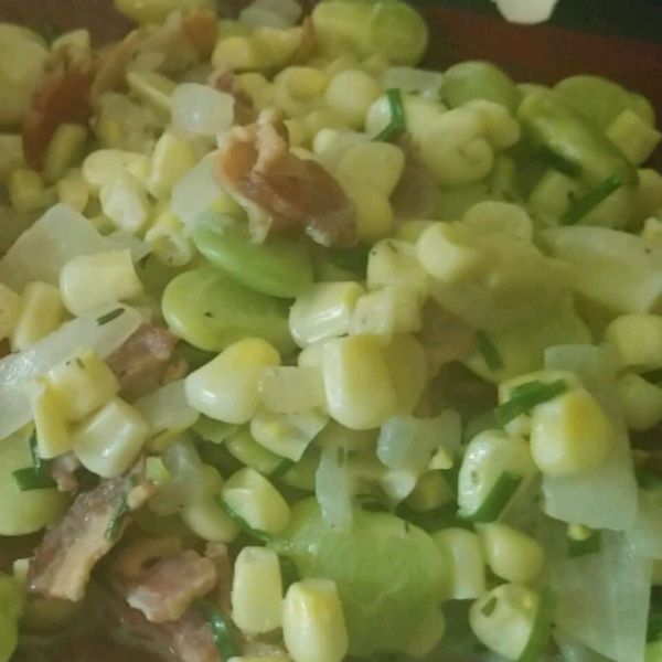 Creamy Succotash with Bacon, Thyme and Chives