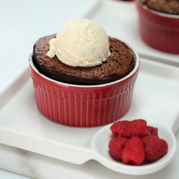 Valentine Chocolate Souffle with Mocha Sauce