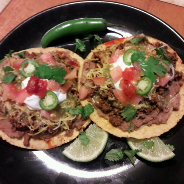 Crispy Oven Beef-and-Bean Tostadas