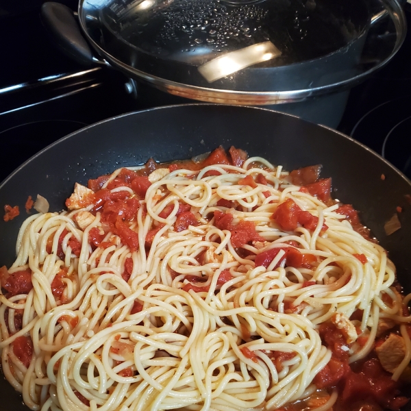 Basil Chicken over Angel Hair