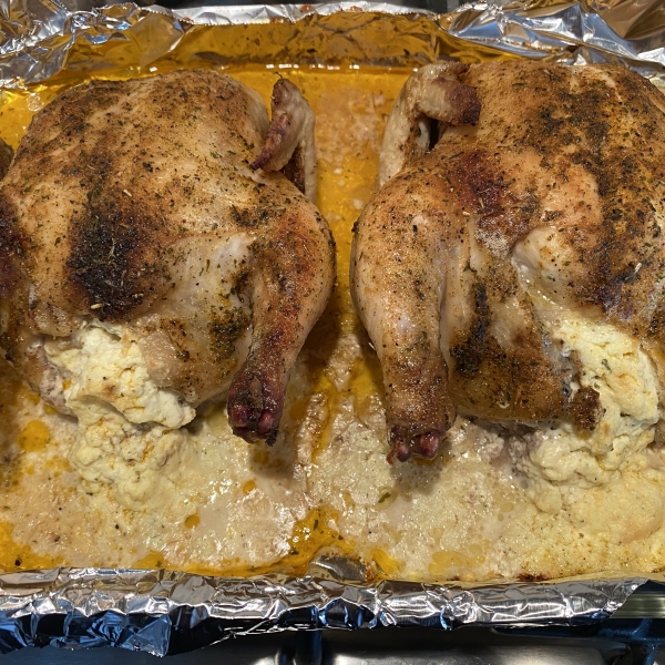 Cornish Hens with Garlic Cream Cheese