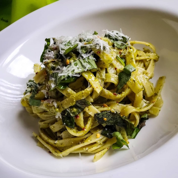 Sunflower-Basil Pesto Tagliatelle for Two