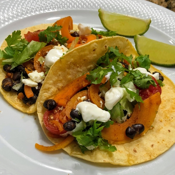 Butternut Squash Spirals and Black Bean Tacos