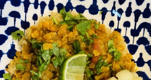 Coconut-Curry Lentil Stew Served over Quinoa