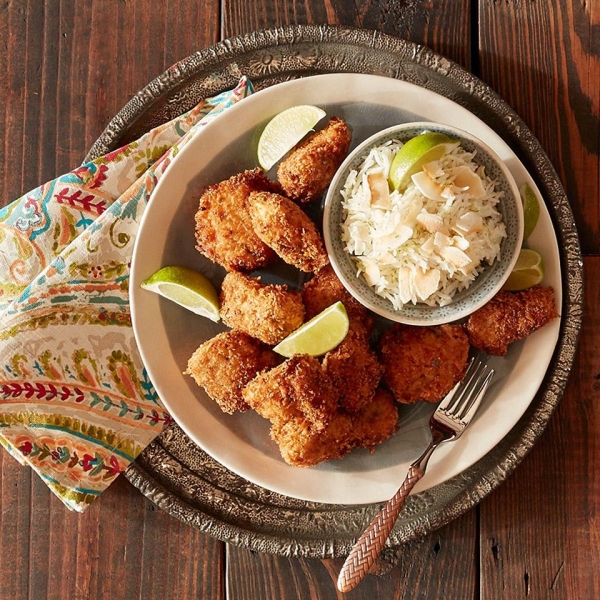 Jerk Chicken Nuggets with Lime Coconut Rice