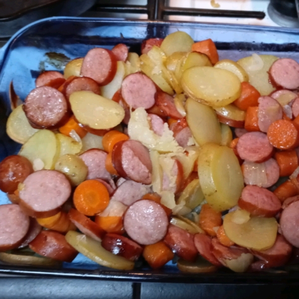 Sausage, Potato, Carrot Bake