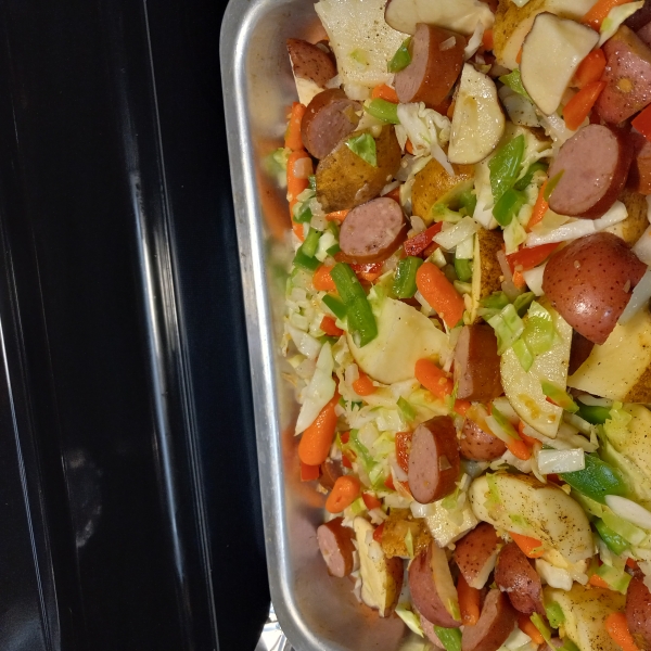 Sausage, Potato, Carrot Bake