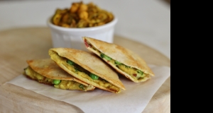 Mal's Samosa Quesadillas with Curried Cabbage and Chickpeas