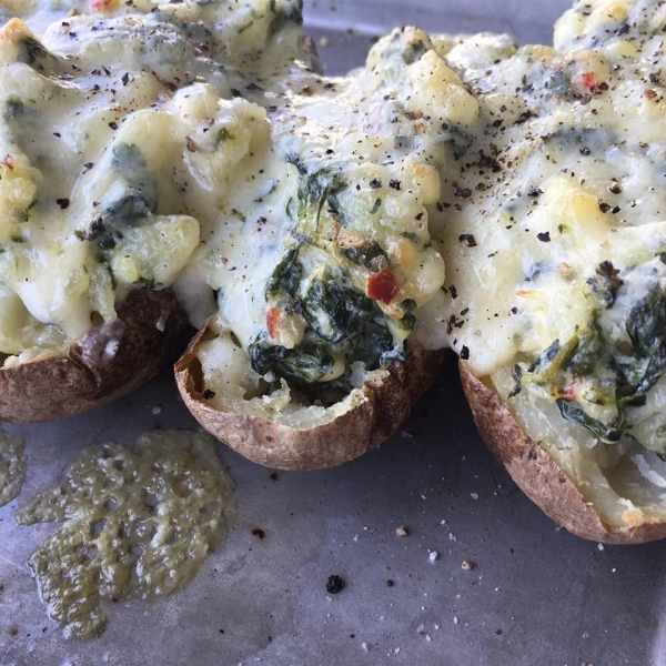 Leslie's Super Easy Spinach-Artichoke Dip Twice-Baked Potatoes