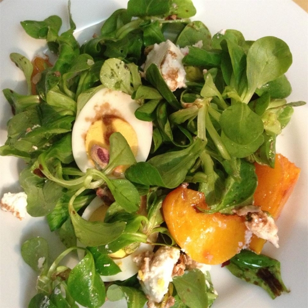 Roasted Beet, Peach and Goat Cheese Salad