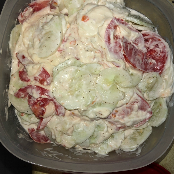 Creamy Cucumber and Tomato Salad