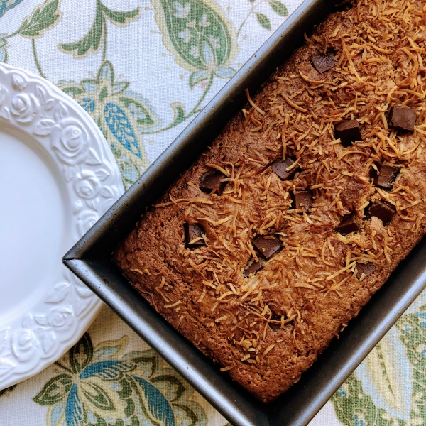 Cinnamon-Coconut-Chocolate Chip Banana Bread