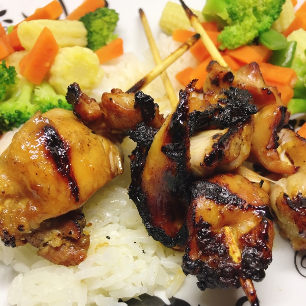 Grilled Teriyaki Chicken Thigh Skewers