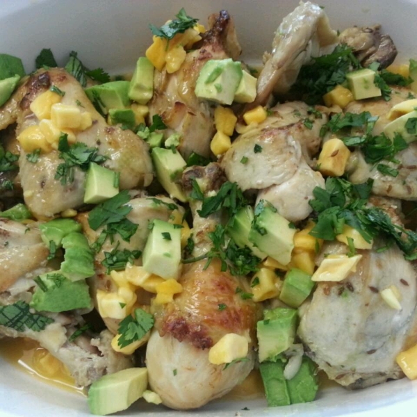 Spicy Cuban Mojo Chicken with Mango-Avocado Salsa