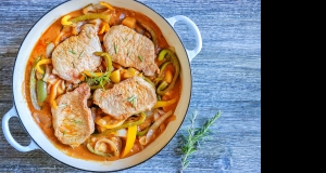 Pan-Fried Pork Chops with Apple and Pepper Gravy