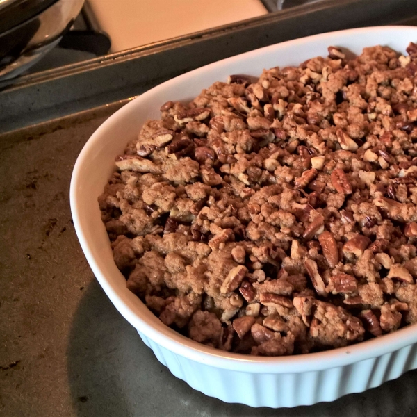 Roasted Sweet Potato Casserole with Pecan Crumble