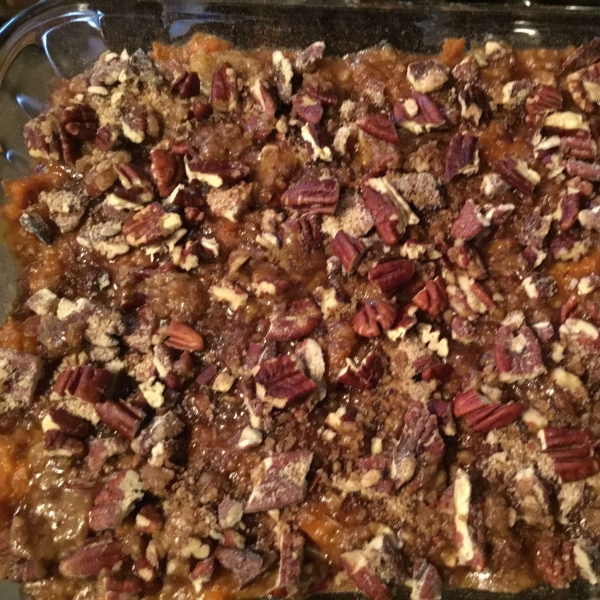 Roasted Sweet Potato Casserole with Pecan Crumble