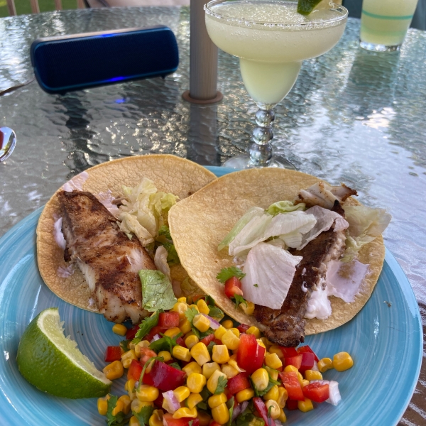 Fiery Fish Tacos with Crunchy Corn Salsa