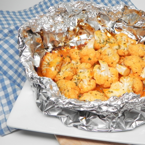 Grilled Buffalo Cauliflower in Foil