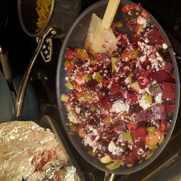 Warm Bok Choy, Beet and Feta Salad