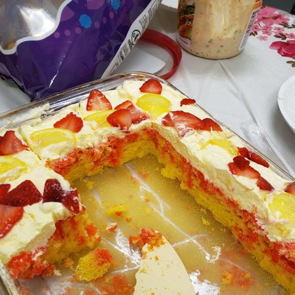 Strawberry Lemonade Poke Cake