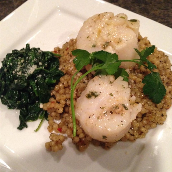 Scallops with Israeli Couscous